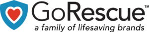 GoRescue logo and text, a family of lifesaving brands