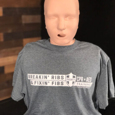 Our Breakin' Reibs and Fixin' Fibs t-shirt lets everyone know you are ready to perform CPR and use an AED for sudden cardiac arrest.